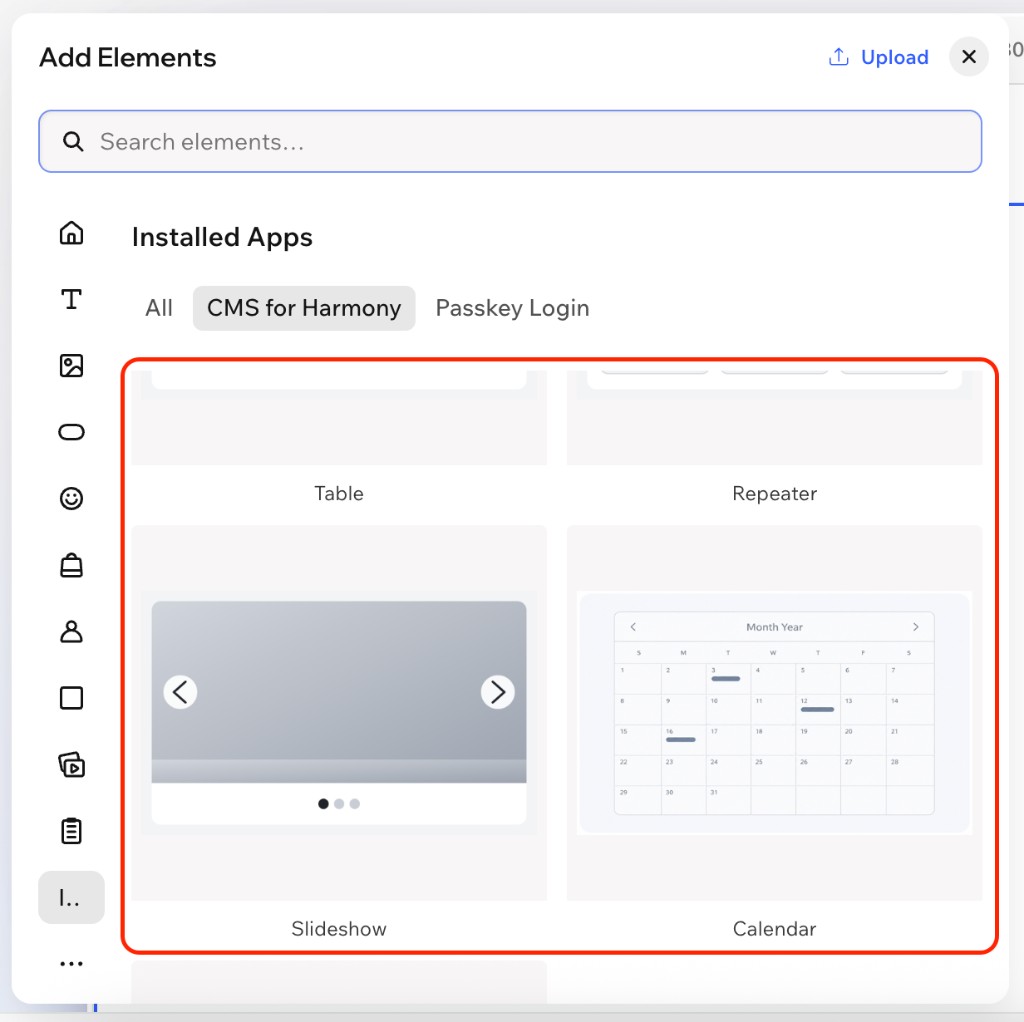 CMS for Harmony widgets under Installed Apps